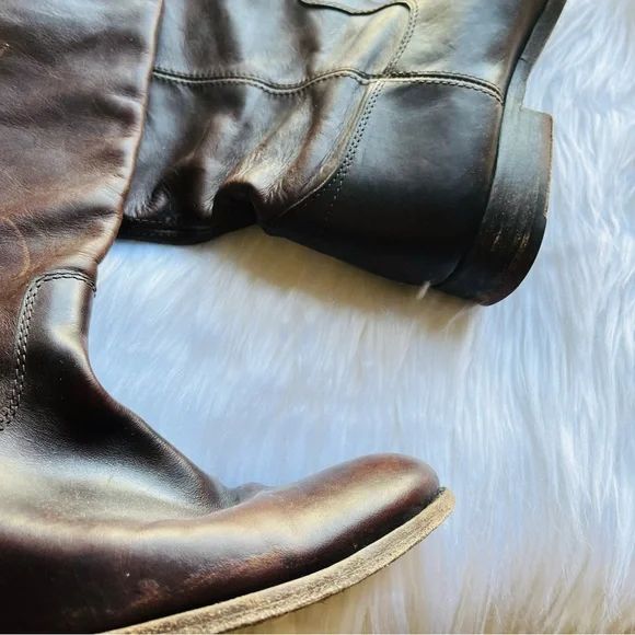 Frye boots - size 7.5 dark brown all leather pull on boots - Picture 6 of 9